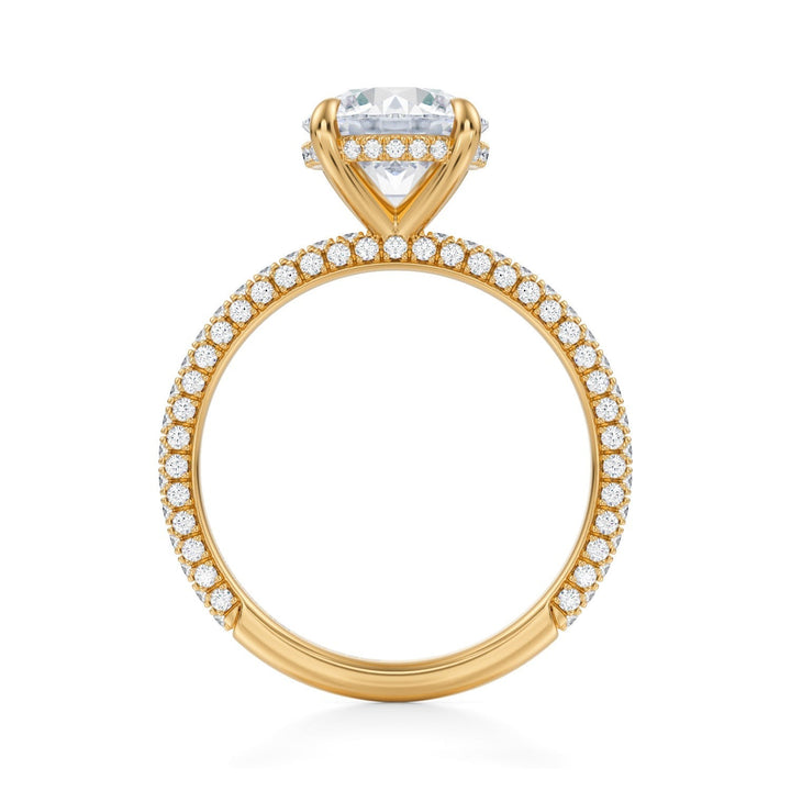 Round Hidden Halo With Trio Pave Ring (1.00-1.15 Carat F-VS2)