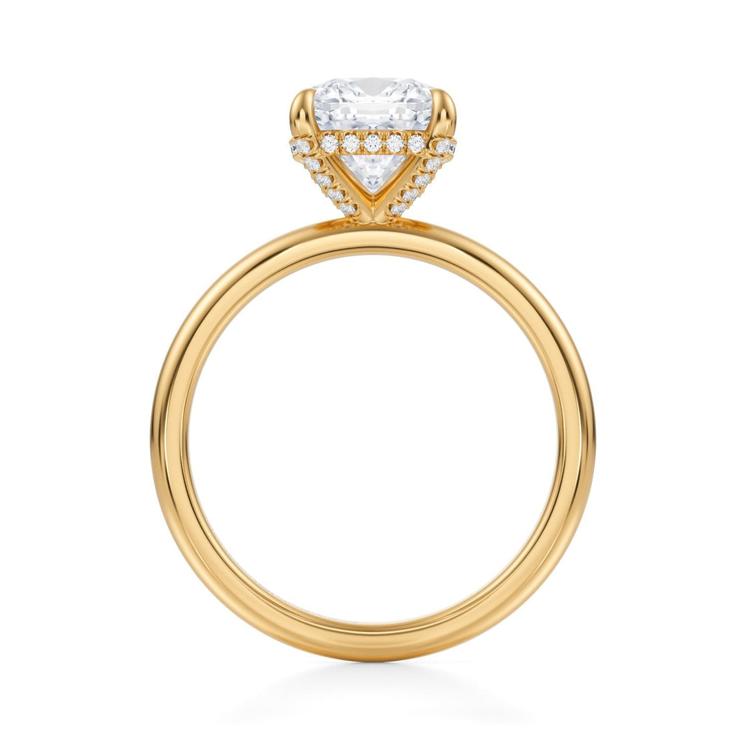 Cushion Solitaire Ring With Pave Basket (1.00-1.15 Carat F-VS2)