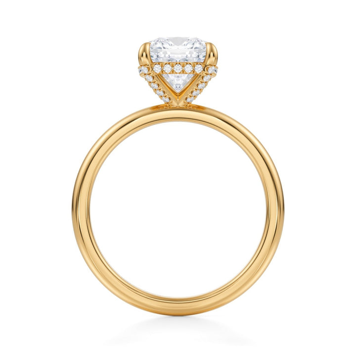 Cushion Solitaire Ring With Pave Basket (1.00-1.15 Carat F-VS2)