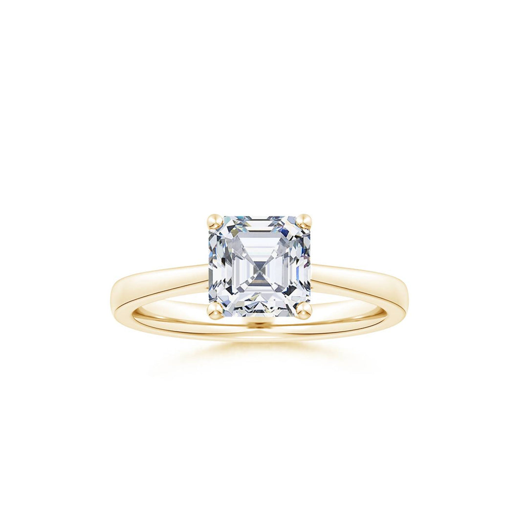 Asscher Reverse Tapered Shank Cathedral Engagement Ring (1.00-1.15 Carat F-VS2)