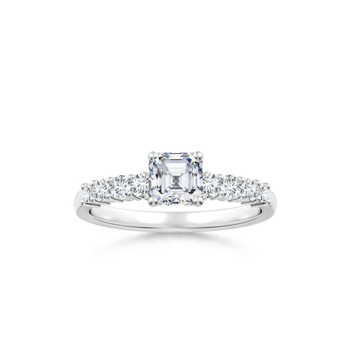 Asscher-Cut Solitaire Graduated Engagement Ring