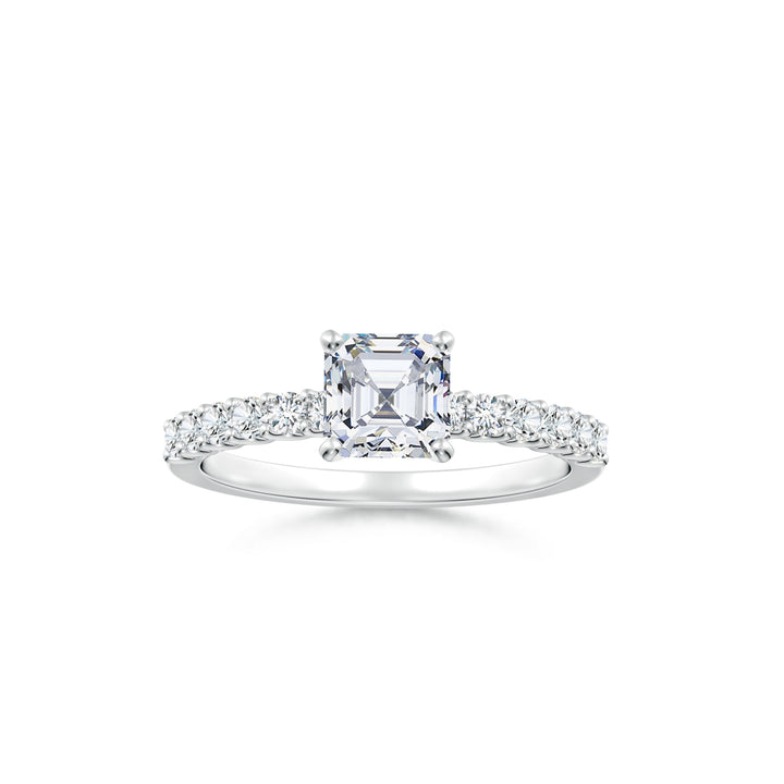 Asscher-Cut Solitaire Engagement Ring with Accents