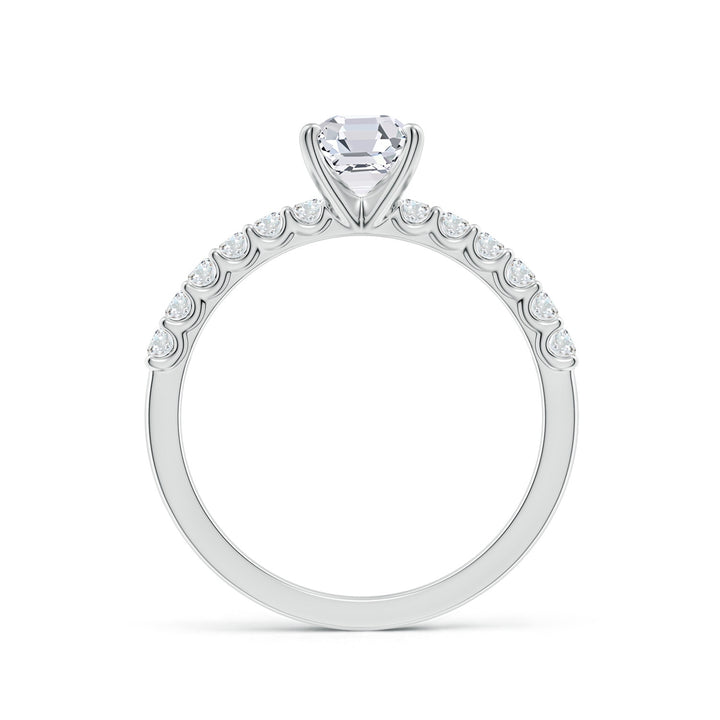 Asscher-Cut Solitaire Engagement Ring with Accents