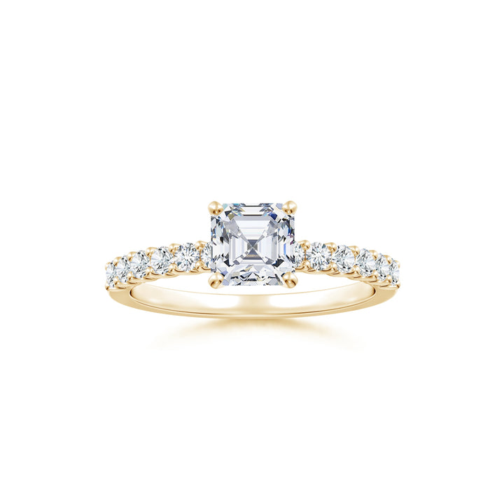 Asscher-Cut Solitaire Engagement Ring with Accents