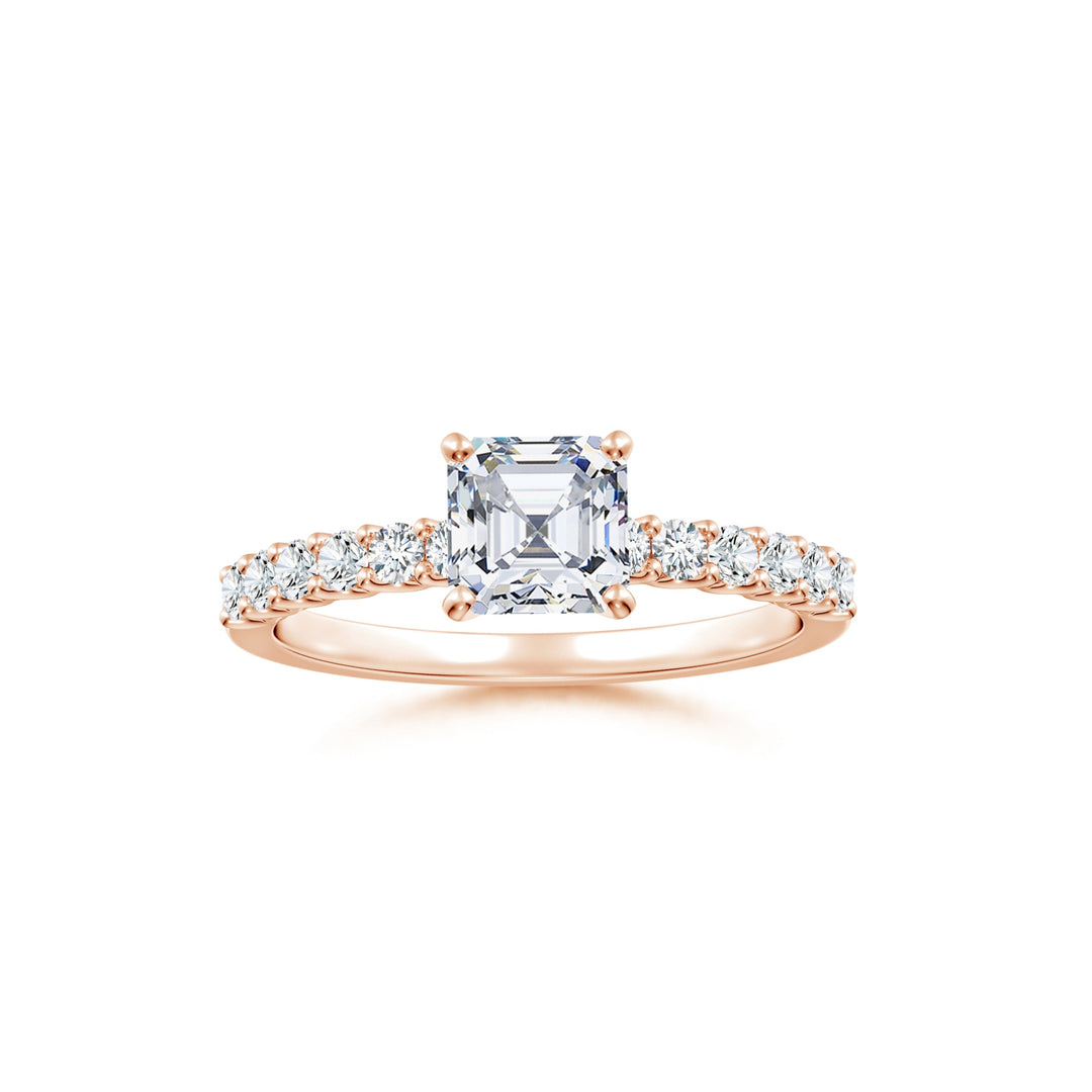 Asscher-Cut Solitaire Engagement Ring with Accents