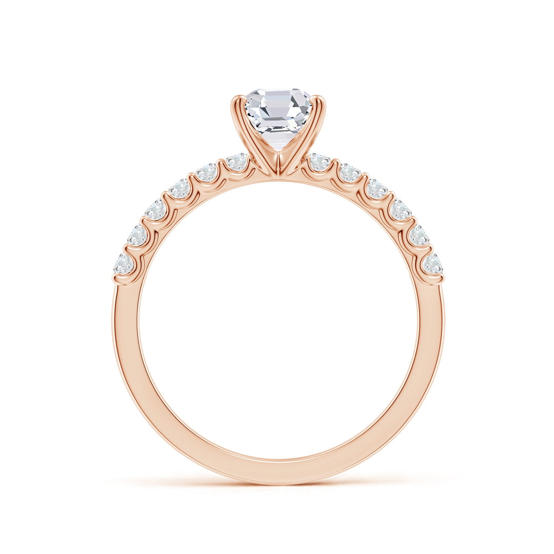 Asscher-Cut Solitaire Engagement Ring with Accents