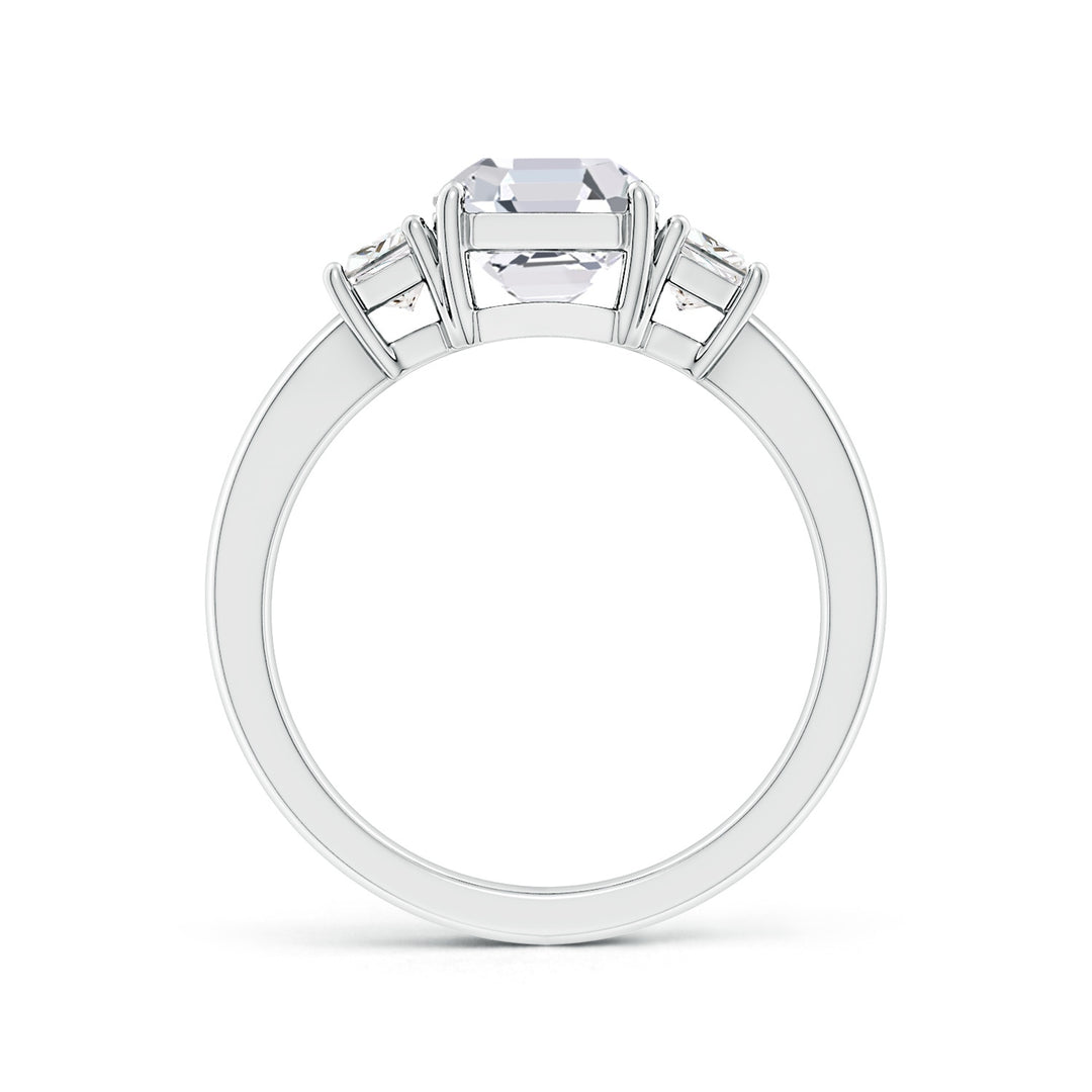 Asscher-Cut and Trapezoid Three Stone Engagement Ring