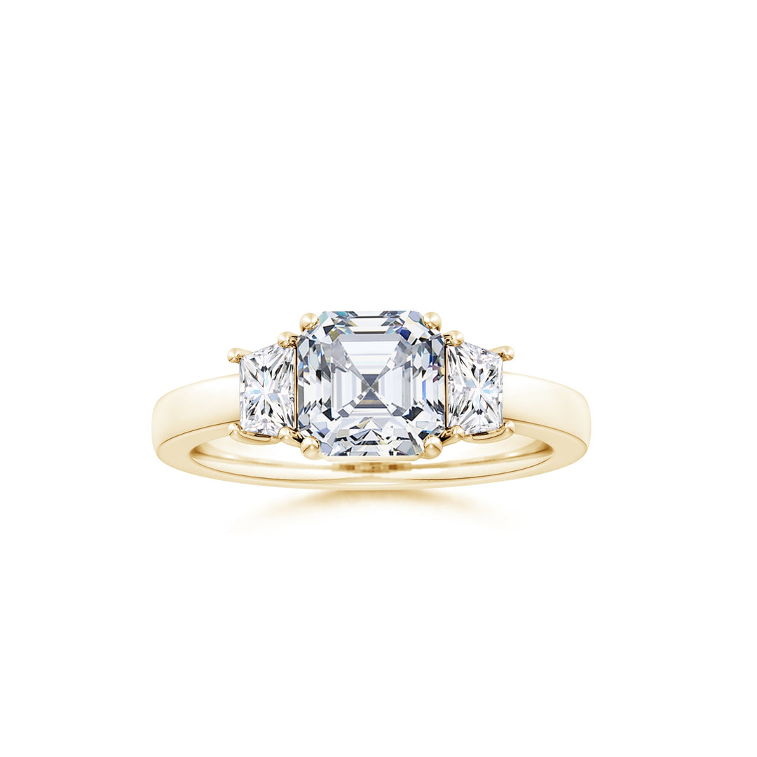 Asscher-Cut and Trapezoid Three Stone Engagement Ring